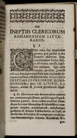 De Ineptiis Clericorum Romanensium Litterariis.