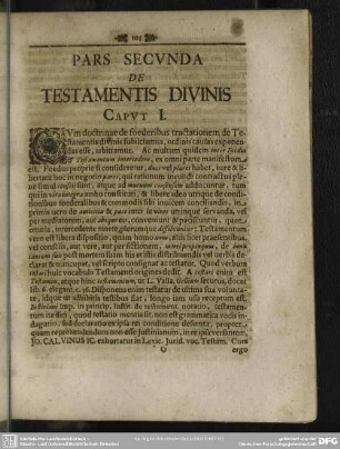 Pars Secunda De Testamentis Divinis