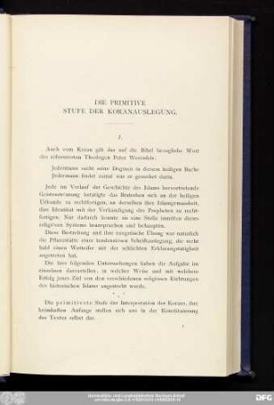 Die Primitive Stufe Der Koranauslegung.