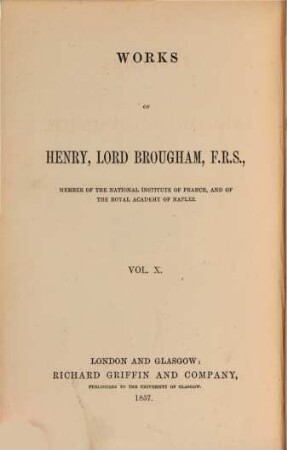 The works of Henry, Lord Brougham, 10