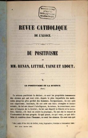 Revue catholique d'Alsace, 1865 = T. 7