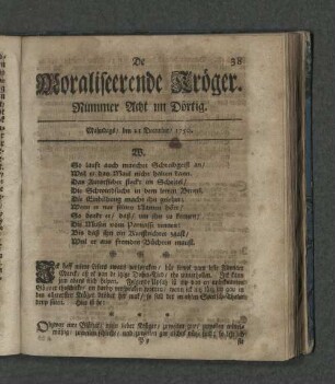 Nummer Acht un Dörtig. Mahndags den 21. December 1750