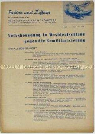 Mitteilungsblatt des Deutschen Friedenskomitees zur Volksbewegung gegen die Remilitarisierung der Bundesrepublik