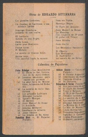 Obras de Eduardo Gutierrez