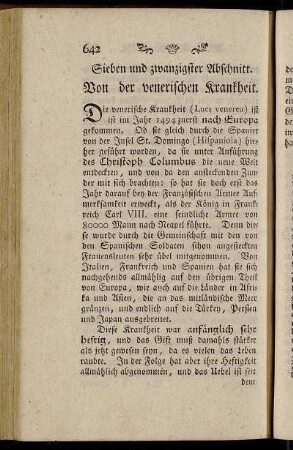 Sieben und zwanzigster Abschnitt. Von der venerischen Krankheit.
