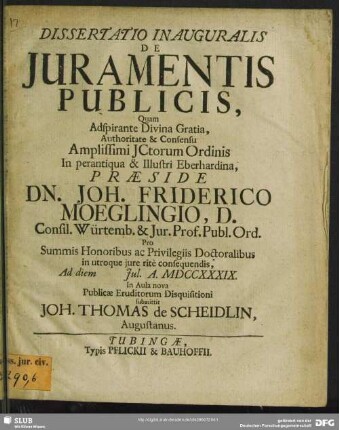 Dissertatio Inauguralis De Iuramentis Publicis