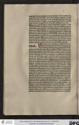 Distinctio xxxv continens conclusiones vii. Prima licet sapientia sit rerum homanarum divinarumque scientia tamen ut apostolus distinguit cum dicit...