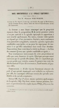 Note additionnelle a la spirale équiangle.