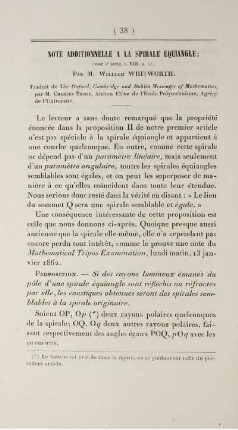 Note additionnelle a la spirale équiangle.