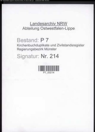 Zivilstandsregister der Munizipalität Altwarendorf (T 1814). (Gemeinde: Altwarendorf, Kreis Warendorf)