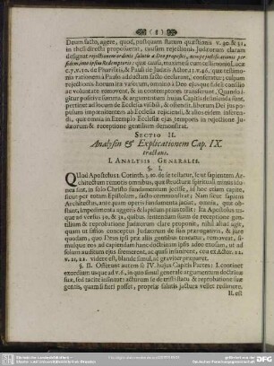 Sectio II. Analysin & Explicationem Cap. IX. tractans