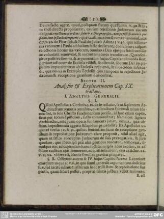 Sectio II. Analysin & Explicationem Cap. IX. tractans