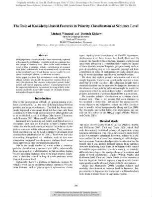 The Role of Knowledge-based Features in Polarity Classification at Sentence Level