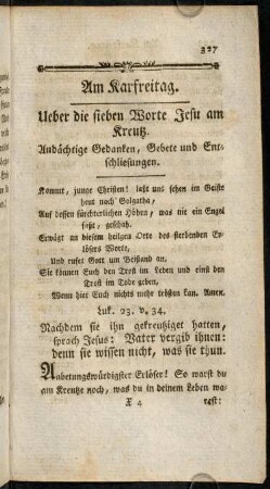 327-342, Am Karfreitag. Ueber die sieben Worte Jesu am Kreutz.