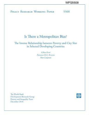 Is there a metropolitan bias? : the inverse relationship between poverty and city size in selected developing countries