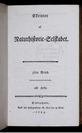3die Bind. 1ste Hefte.
