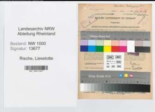 Entnazifizierung Lieselotte Rische, geb. 08.05.1911 (Postangest.)
