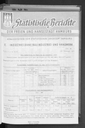 Die Industrie in Hamburg im Dezember 1966 : Lfd. Nr. 7