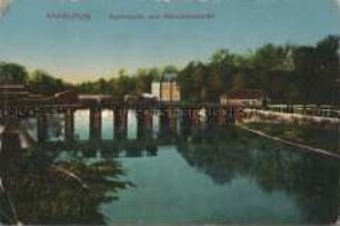 Ansicht der Saarbrücke und des deutschen Garnisonlazaretts in Saarlouis