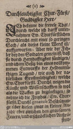 Durchleuchtigster Chur-Fürst/Gnädigster Herr/