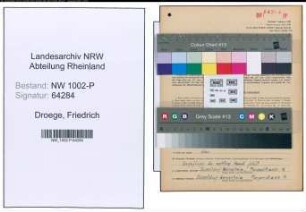 Entnazifizierung Friedrich Droege , geb. 12.03.1919 (Polizeianwaerter)