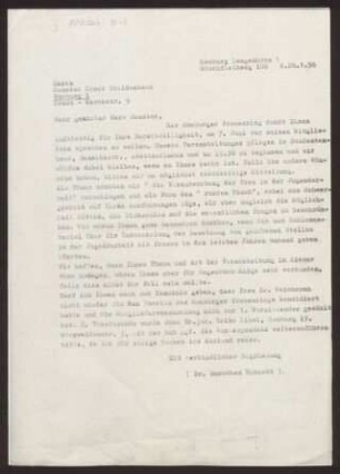 Schreiben an einen Senator über Teilnahme an einer kommenden Veranstaltung