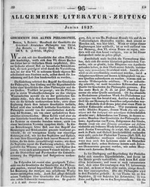 Brandis, C. A.: Handbuch der Geschichte der Griechisch-Römischen Philosophie. T. 1. Berlin: Reimer 1835