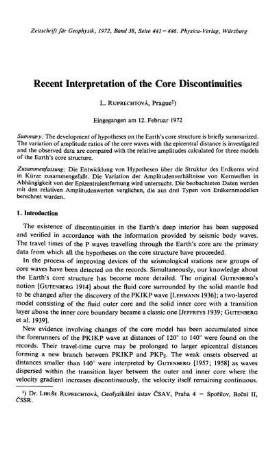Recent interpretation of the core discontinuities