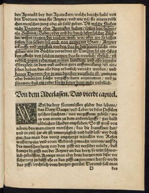 Von dem Aderlassen. Das vierdt capitel.