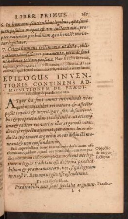 Epilogus Inventionis Continens Admonitionem De Praedicabilibus & praedicamentis.