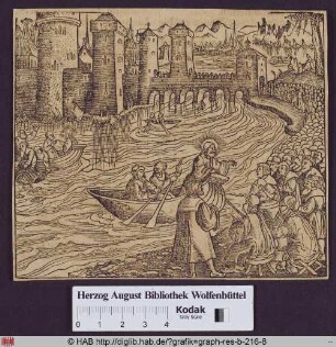 Jesus predigt auf einem Boot (Mark. 3, 9).