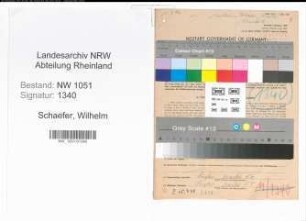 Entnazifizierung Wilhelm Schaefer , geb. 27.05.1892 (Schreiner)