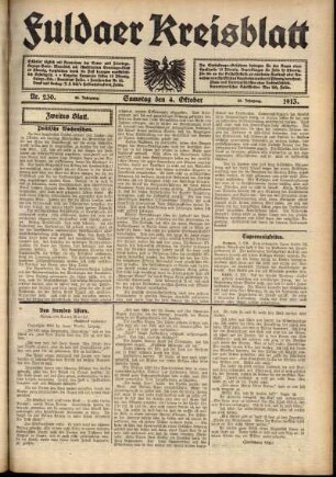 Zweite Ausgabe vom Samstag, den 04. Oktober 1913.