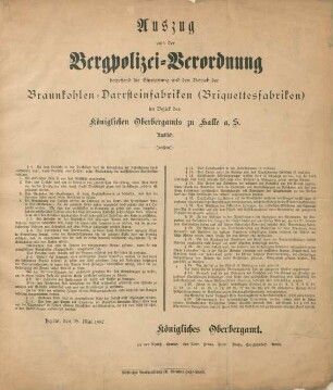 Auszug aus der Bergpolizei-Verordnung