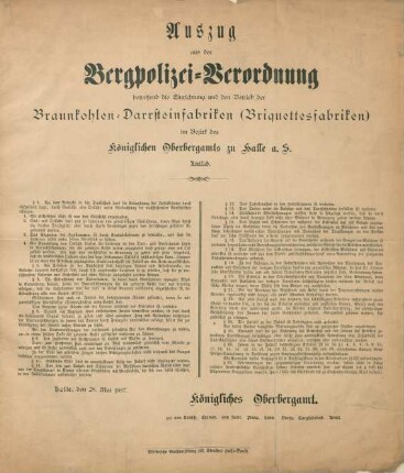 Auszug aus der Bergpolizei-Verordnung