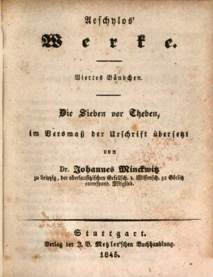 Aeschylos' Werke, 4. Abt. 2, Die Sieben vor Theben