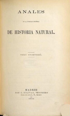 Anales de la Sociedad Española de Historia Natural. 12. 1883