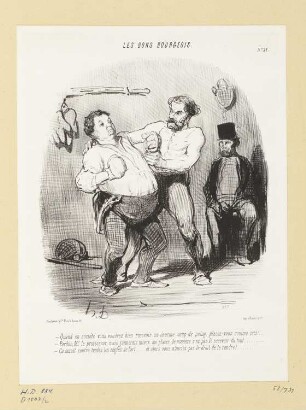 Quand en société vous voudrez bien recevoir un...coup..., Blatt 31 der Folge „Les bon Bourgeois“, in: Charles Philipon, „Le Charivari“, Paris 1847