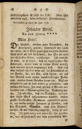 Zehenter - Neunzehenter Brief.