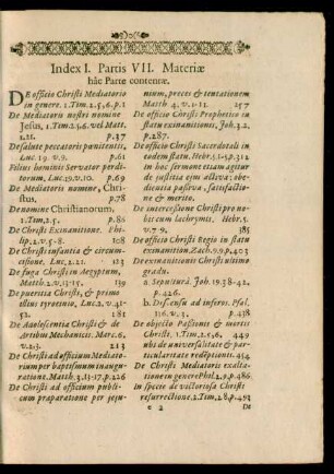 Index I. Partis VII. Materiae hac Parte contentae.