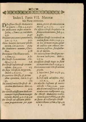 Index I. Partis VII. Materiae hac Parte contentae.