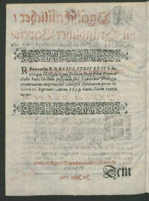 Reverendus P. Decius Striverius