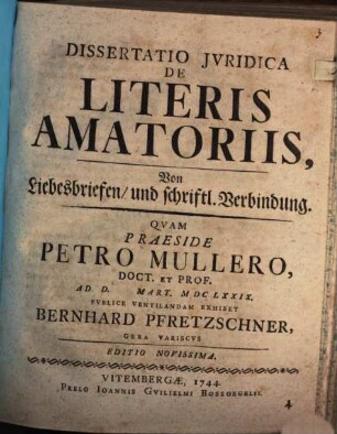 Diss. iur. de literis amatoriis