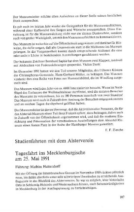 Studienfahrten mit dem Alsterverein