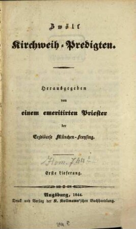 Zwölf Kirchweih-Predigten, 1