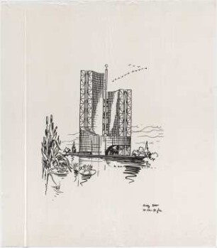 Schneider - Esleben, Paul; Düsseldorf, ARAG - Platz 1; 'ARAG 2000', Hauptverwaltung der Allgemeinen Versicherungs-AG - Hochhaus (Ansicht)