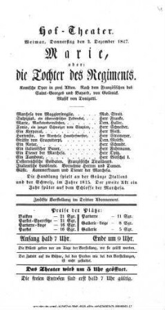 Marie, oder: die Tochter des Regiments