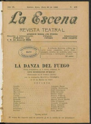 La danza del fuego : pieza dramática en 3 actos