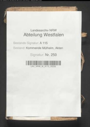 Rechnung der Kommende Mülheim.