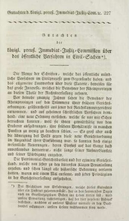 Gutachten der königl. preuß. Immediat-Justiz-Commission über das öffentliche Verfahren in Civil-Sachen.